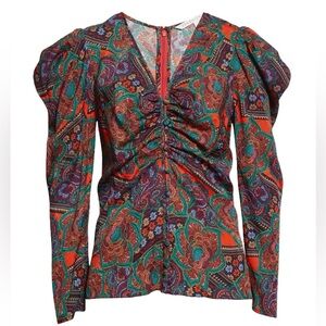 Veronica Beard Simmons Paisley Floral Silk Blend Whimsical Top NWT Size 6